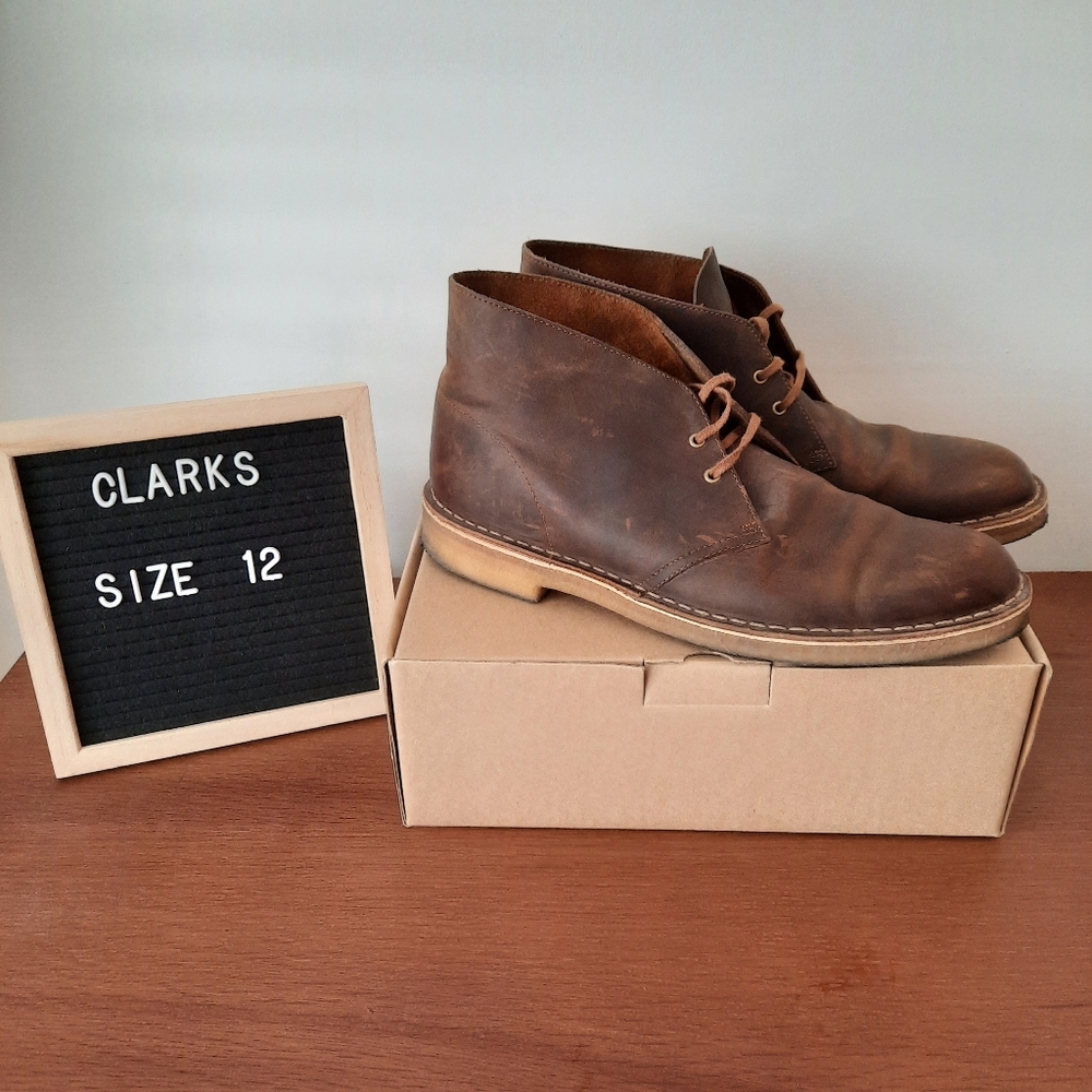 Mens Clarks Leather Desert Boots